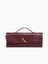 Croc Embossed Clutch Bag  Burgundy Top Handle Design - Product showcase