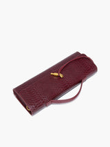 Croc Embossed Clutch Bag  Burgundy Top Handle Design - Product detail 4