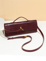 Croc Embossed Clutch Bag  Burgundy Top Handle Design - Product example