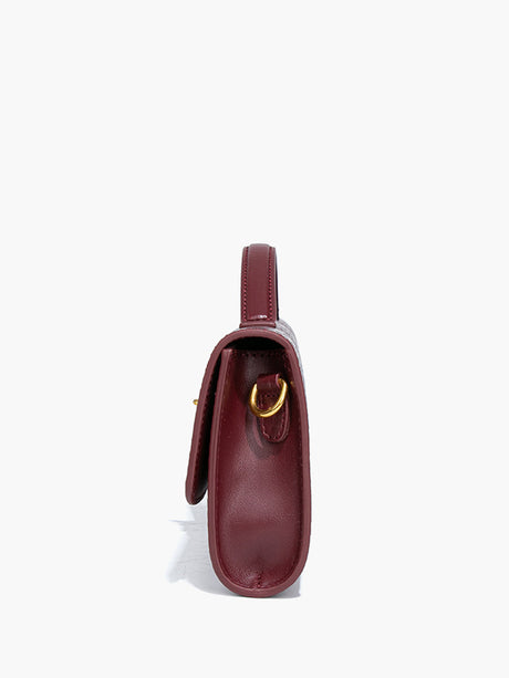 Croc Embossed Clutch Bag  Burgundy Top Handle Design - Product detail 6