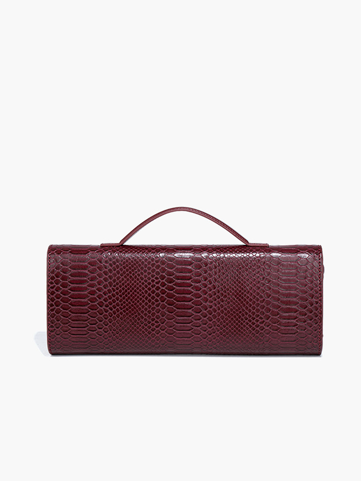 Croc Embossed Clutch Bag  Burgundy Top Handle Design - Product detail 5