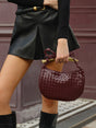 Woven Leather Shoulder Bag  Interlaced Pattern Design - Product showcase