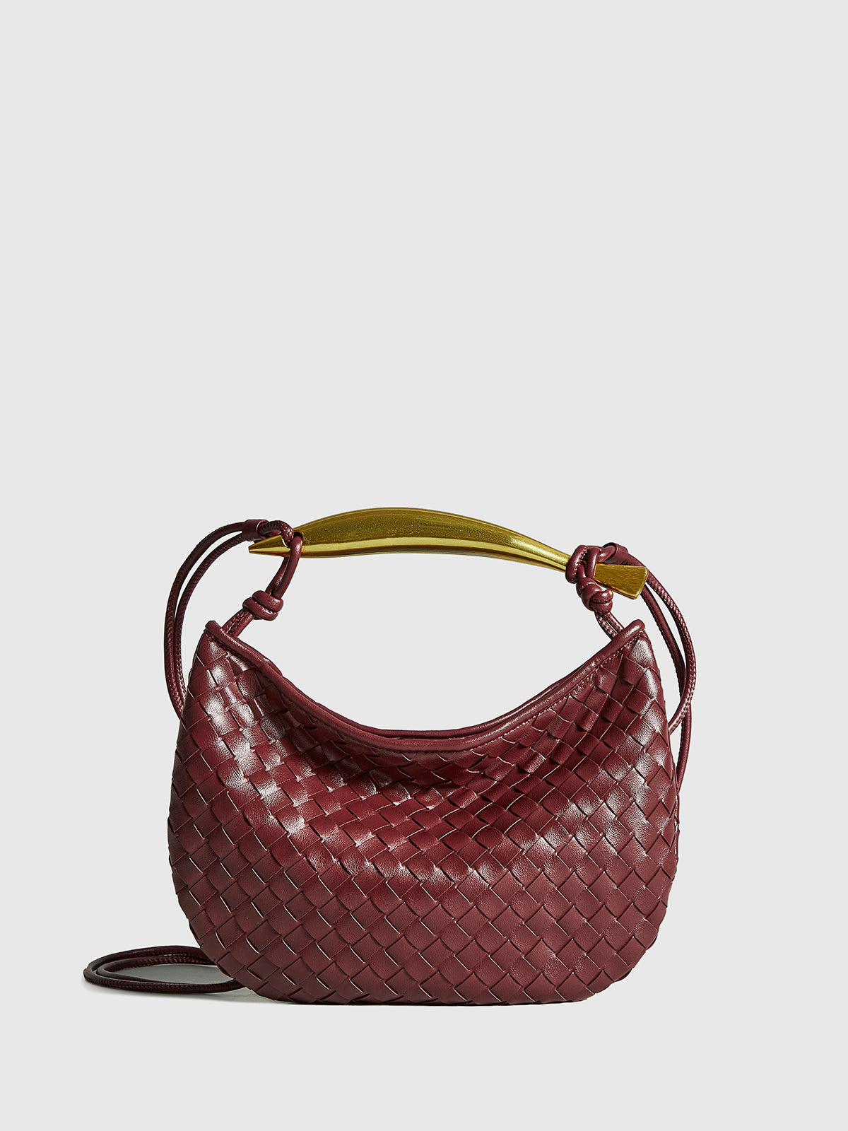 Woven Leather Shoulder Bag  Interlaced Pattern Design - Detailed view