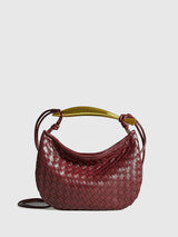 Woven Leather Shoulder Bag  Interlaced Pattern Design - Detailed view