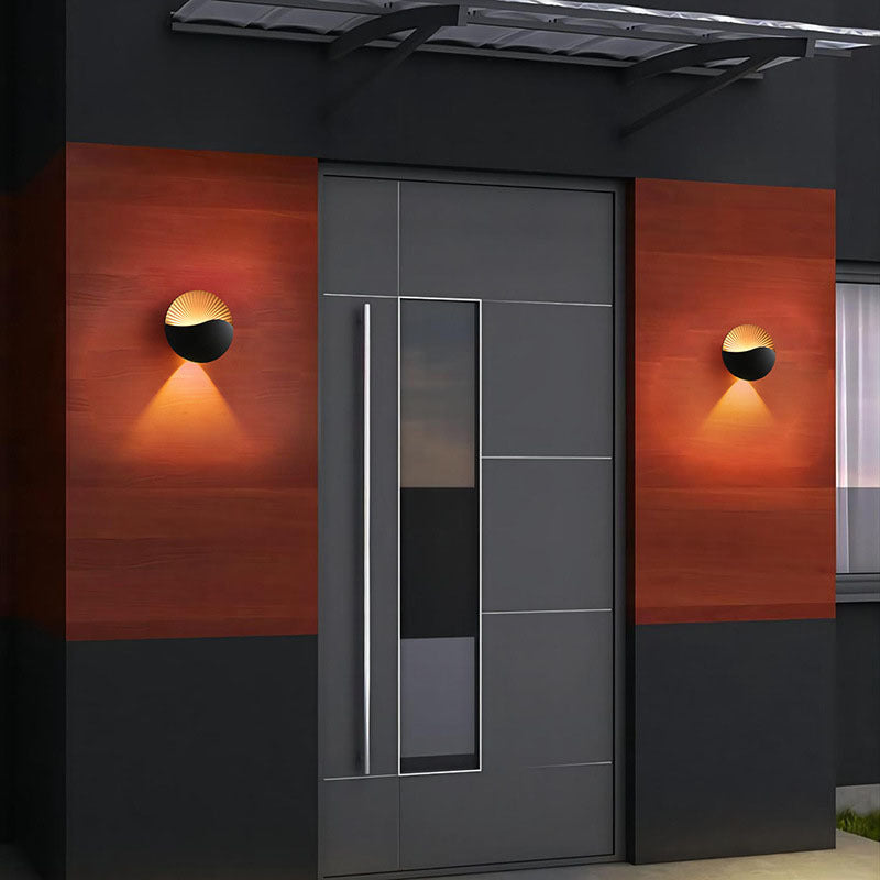 Modern Outdoor Wall Light  Round LED Garden Sconce - Detailed view