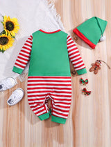 Holiday Baby Elf Romper  Striped Festive Costume with Hat - Product example