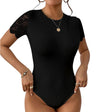 Elegant Lace Bodysuit  Short Sleeve Backless Design - Product detail 7