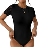 Elegant Lace Bodysuit  Short Sleeve Backless Design - Product detail 7