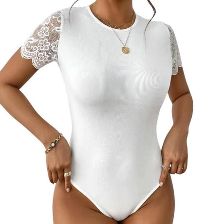 Elegant Lace Bodysuit  Short Sleeve Backless Design - Product detail 8
