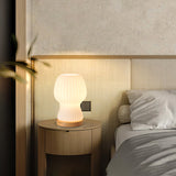 Modern Glass Table Lamp  Folded Shade With Wood Base - Product detail 7