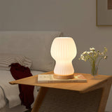 Modern Glass Table Lamp  Folded Shade With Wood Base - Detailed view