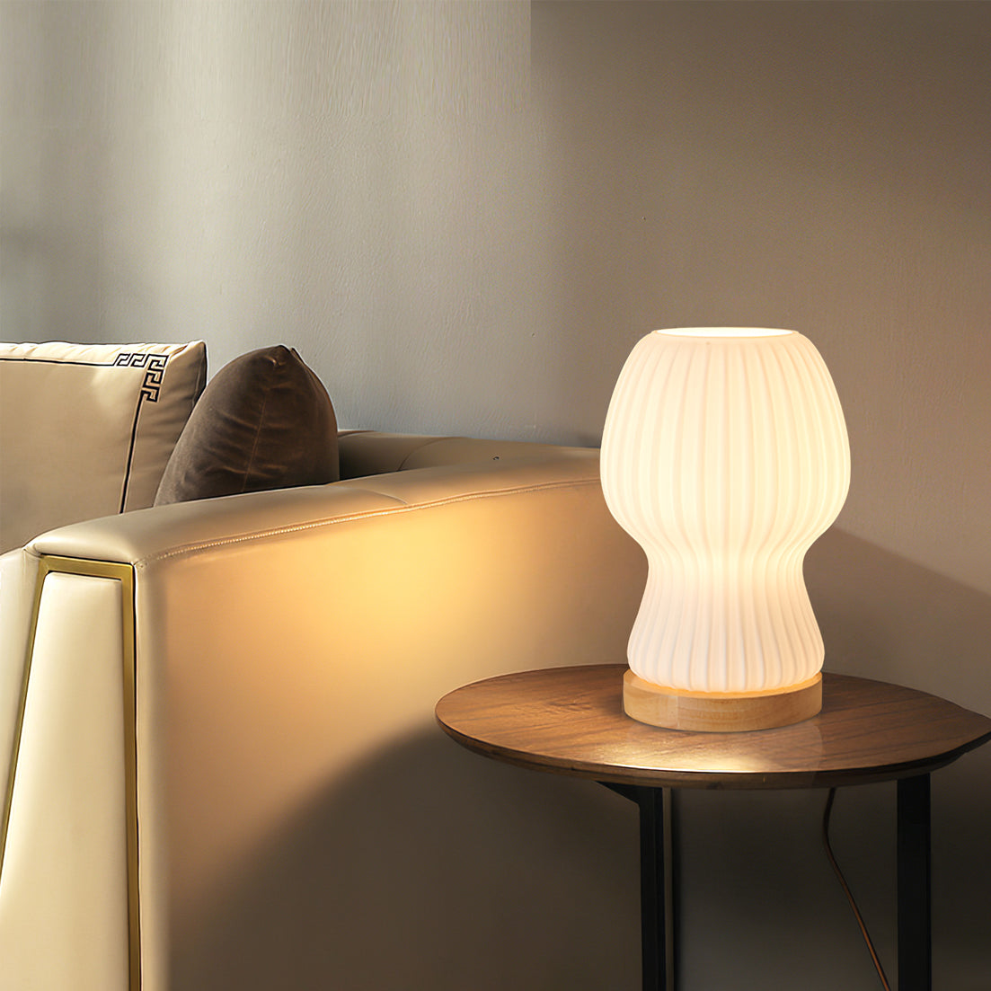 Modern Glass Table Lamp  Folded Shade With Wood Base - Product detail 10