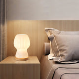 Modern Glass Table Lamp  Folded Shade With Wood Base - Product detail 9