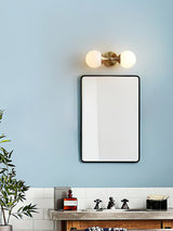 Modern Dual Globe Wall Light  Brass Metal Frame - Detailed view