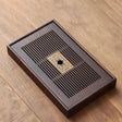 Bamboo Tea Tray  Dark Wood Drainage Design - Product showcase