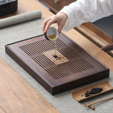 Bamboo Tea Tray  Dark Wood Drainage Design - Product example