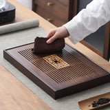 Bamboo Tea Tray  Dark Wood Drainage Design - Product detail 4