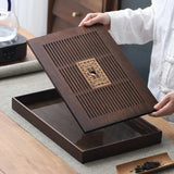 Bamboo Tea Tray  Dark Wood Drainage Design - Product detail 5