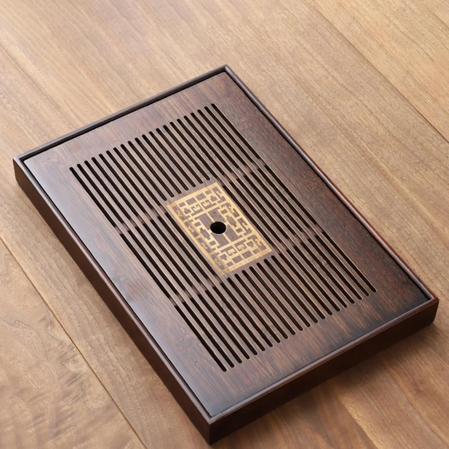 Bamboo Tea Tray  Dark Wood Drainage Design - Product detail 8