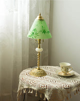Bamboo Pattern Table Lamp  Green Glass Brass Finish - Product detail 4