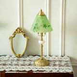 Bamboo Pattern Table Lamp  Green Glass Brass Finish - Detailed view