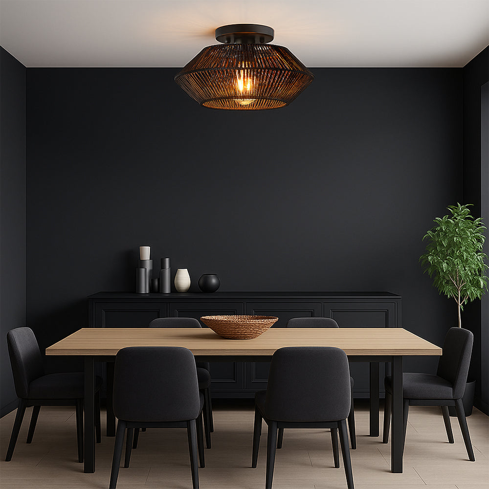 Bamboo Woven Ceiling Light  Handcrafted Natural Shade - Product detail 5