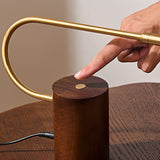 Modern LED Table Lamp  Walnut Wood with Brass Accent - Product detail 5