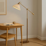 Adjustable Floor Lamp  Brass Wood Base with Pleated Shade - Product detail 6