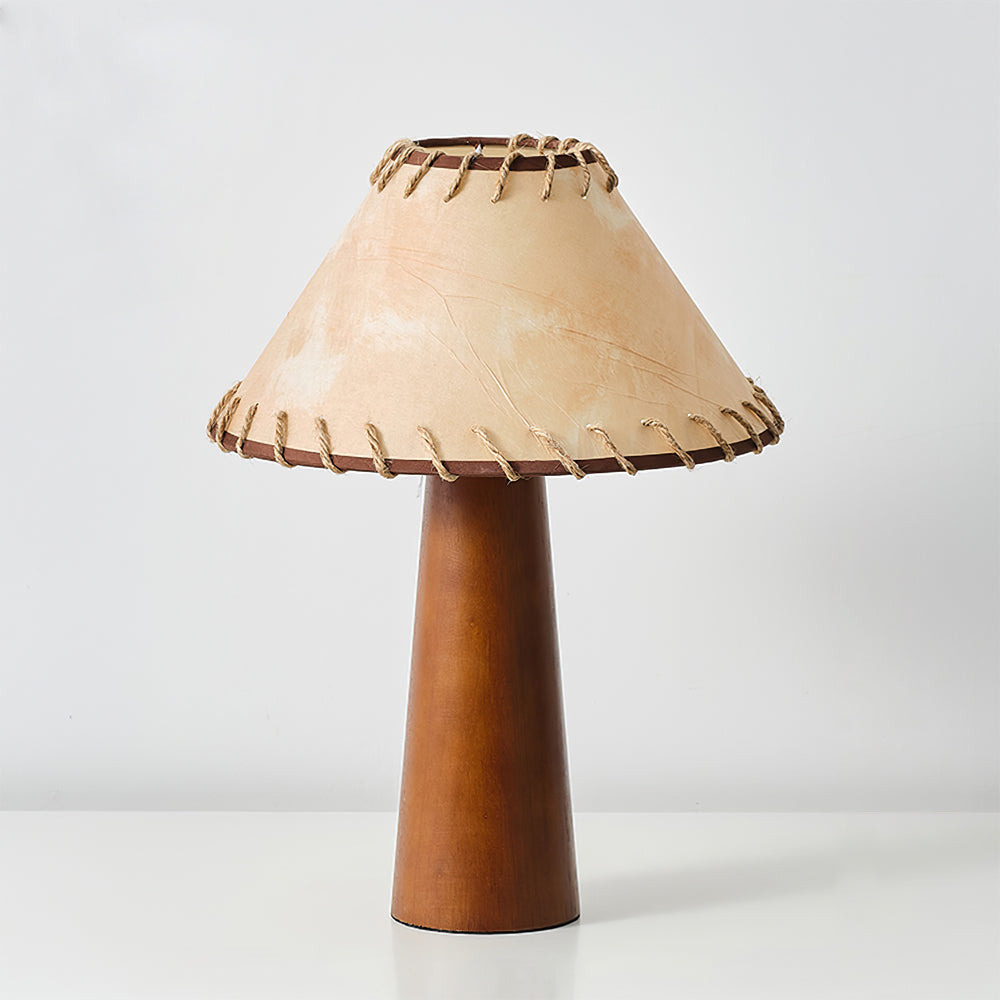 Mid-Century Table Lamp  Solid Wood Base With Stitched Shade - Product detail 21