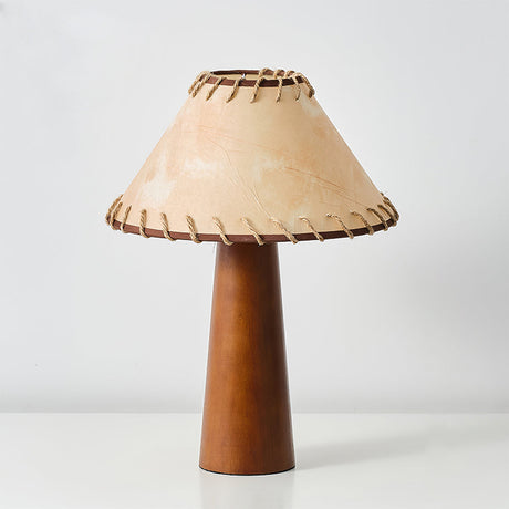 Mid-Century Table Lamp  Solid Wood Base With Stitched Shade - Product detail 21