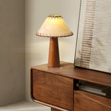 Mid-Century Table Lamp  Solid Wood Base With Stitched Shade - Product detail 8