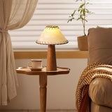 Mid-Century Table Lamp  Solid Wood Base With Stitched Shade - Product detail 9