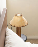 Mid-Century Table Lamp  Solid Wood Base With Stitched Shade - Product detail 4