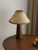 Mid-Century Table Lamp  Solid Wood Base With Stitched Shade - Product detail 14