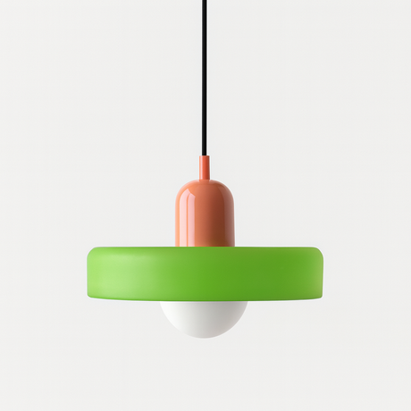 Modern Pendant Light  White Glass Disc with Red Accent - Product detail 11