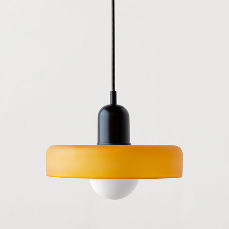Modern Pendant Light  White Glass Disc with Red Accent - Product detail 13
