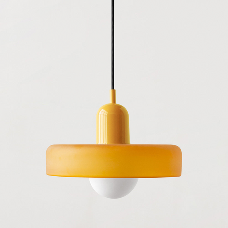 Modern Pendant Light  White Glass Disc with Red Accent - Product detail 16