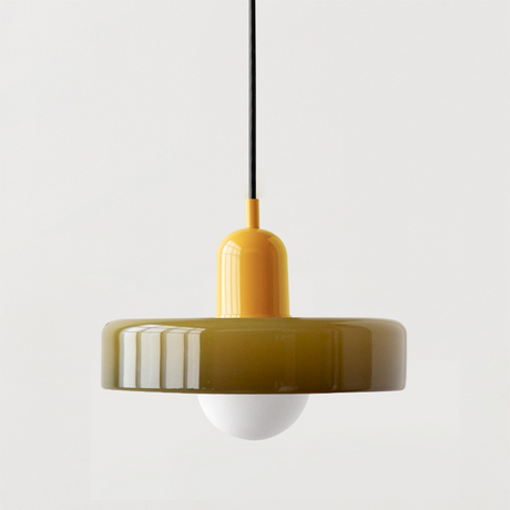 Modern Pendant Light  White Glass Disc with Red Accent - Product detail 17