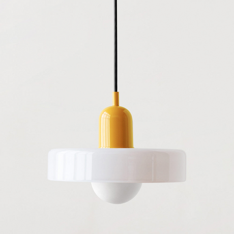 Modern Pendant Light  White Glass Disc with Red Accent - Product detail 18