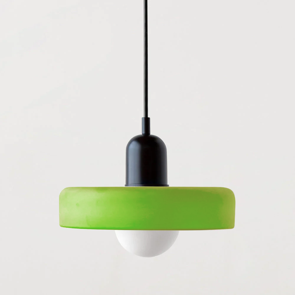 Modern Pendant Light  White Glass Disc with Red Accent - Product detail 20