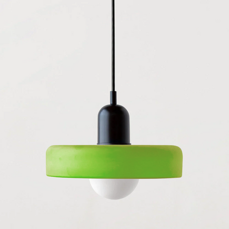 Modern Pendant Light  White Glass Disc with Red Accent - Product detail 20
