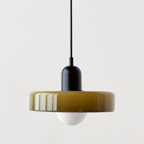 Modern Pendant Light  White Glass Disc with Red Accent - Product detail 21