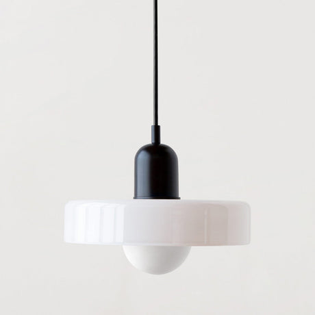 Modern Pendant Light  White Glass Disc with Red Accent - Product detail 26