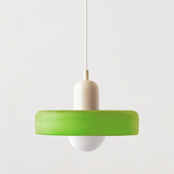 Modern Pendant Light  White Glass Disc with Red Accent - Product detail 27