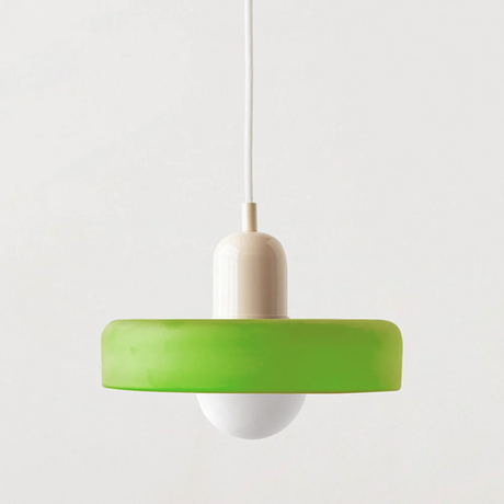 Modern Pendant Light  White Glass Disc with Red Accent - Product detail 27