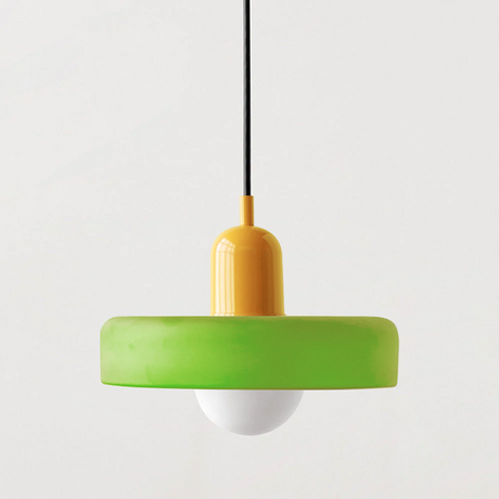 Modern Pendant Light  White Glass Disc with Red Accent - Product detail 30