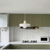 Modern Pendant Light  White Glass Disc with Red Accent - Product detail 4