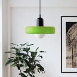 Modern Pendant Light  White Glass Disc with Red Accent - Product detail 5
