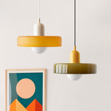 Modern Pendant Light  White Glass Disc with Red Accent - Product detail 7