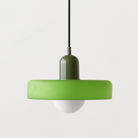 Modern Pendant Light  White Glass Disc with Red Accent - Product detail 10